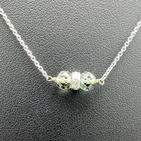 14k Gold Necklace with Beaded Accents and Diamonds - Picture 5 of 5